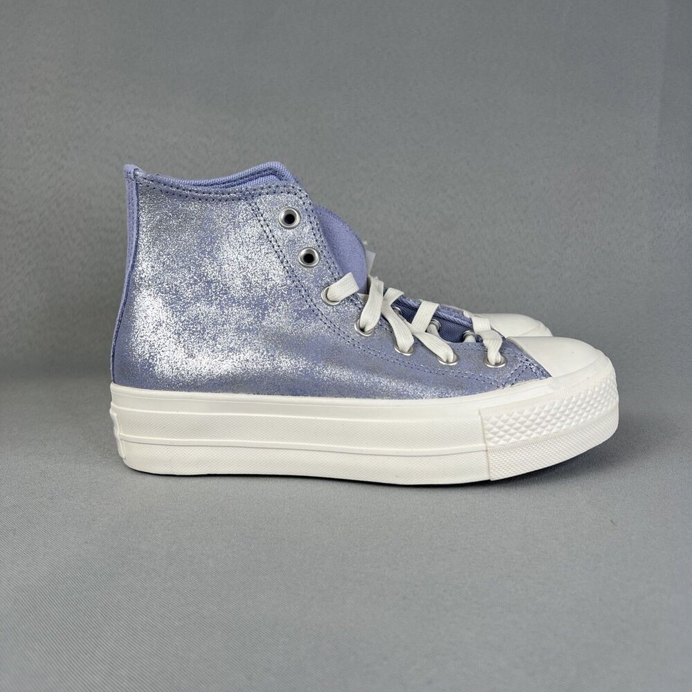 Converse Chuck Taylor All Star Lift Platform Suede Shimmer Womens 7.5 Lilac Shoe - Picture 8 of 13